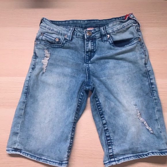 true religion blue jean shorts